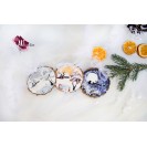 Christmas decoration, Wood piece, hand-painted - Winter Landscape with silver- Silver Christmas