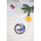 Christmas decoration, Wood piece, hand-painted - Winter Landscape with Galaxy