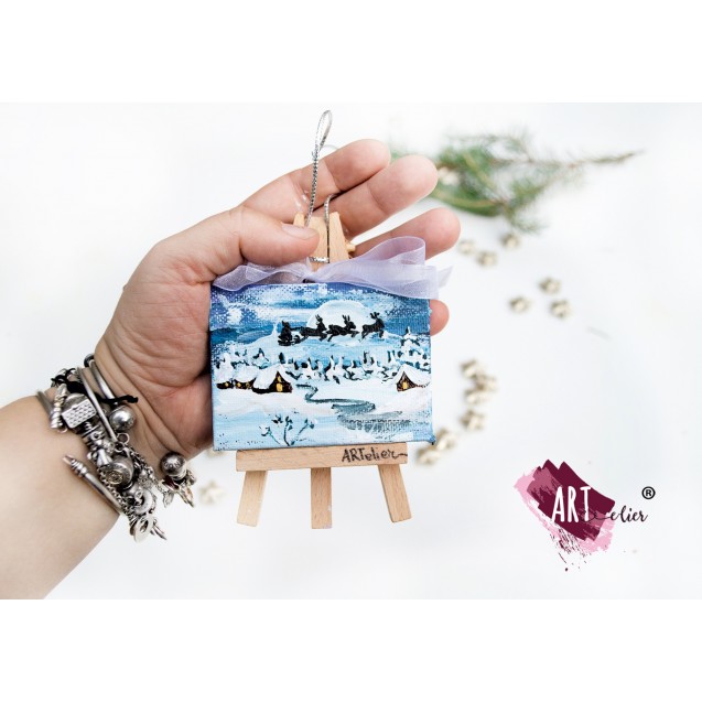Christmas decoration, mini easel, hand-painted - Your Pet