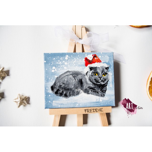 Christmas decoration, mini easel, hand-painted - Your Pet