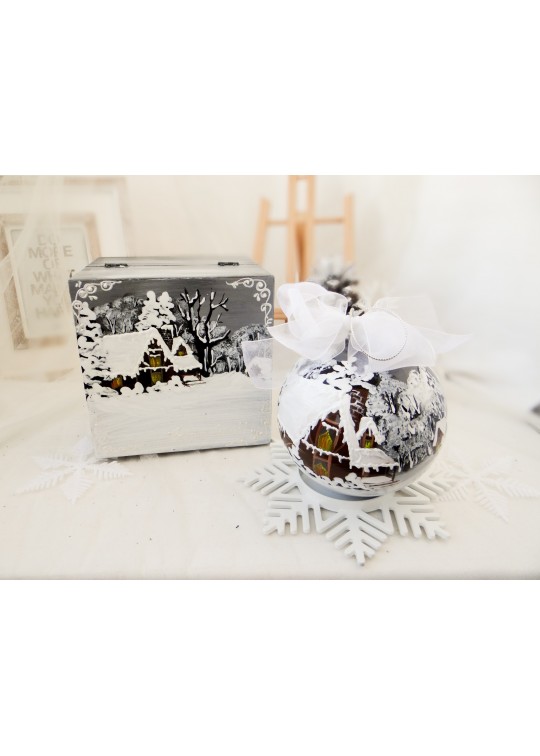 Set de Craciun cu glob mare "Craciun in sat" 1x12cm