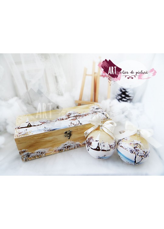 Set Craciun Golden Christmas 2X10cm