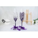 Handpainted wedding glasses "Butterflies purple&sidef"