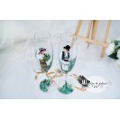 Handpainted wedding glasses "Traditional&Eucalipt"