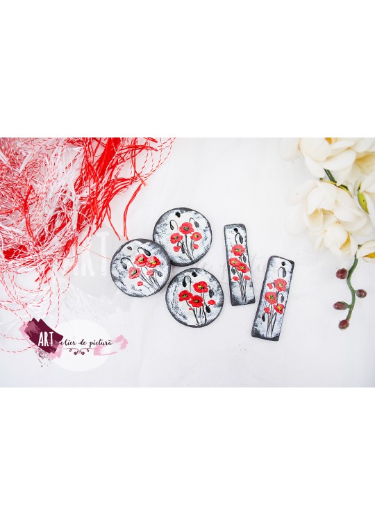 Martisoare deosebite, pictate manual, mini-tablou cu maci