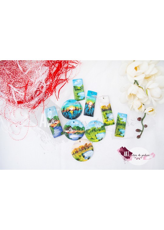 Martisoare pictate manual cu peisaje