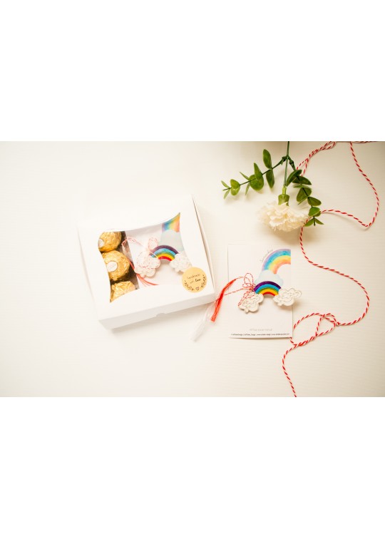 Set CADOU cu martisor “Totul va fi bine”, curcubeu si bomboane ciocolata