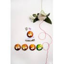 Handmade Clay Trinkets Mini-Paintings with White Flowers on Orange