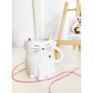 Ceramic mug with white cat - I need a coffee right meaw