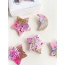 Handmade Clay Trinkets Colored Stars with Golden Foil - Color Hamony - Powder Pink