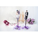 Pahare pictate manual pentru miri "Elegant wedding purple" - fluturi