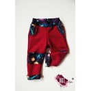 Pantaloni copii, din lana fiarta, dublata cu bumbac, rosu visiniu cu imprimeu galaxie