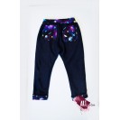 Pantaloni copii, din lana fiarta, dublata cu bumbac, albastru navy cu imprimeu galaxie