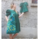 Handpainted Women Dress, 100% Cotton, model Royal Peacock