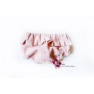 BabyARTistic set mic trusou botez cu rochita din in prespalat,  roz pudra si papusa