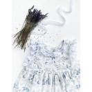 Children's dress, made of double gauze cotton,,digitaly printed - blue flowers 