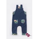 Children and newborn jumpsuit, reversible, cotton, navy with dinosaurs 