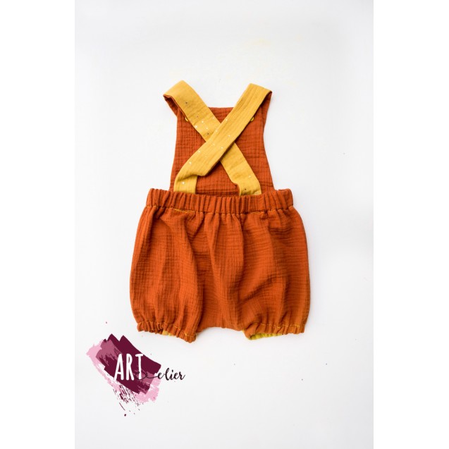 Children and Newborn Jumpsuit, for Summer, Double Gauze, Yellow Colour with Shinny Stars-UNAVAILABLE
