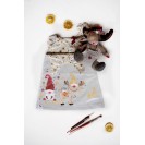 Children's dress, made of cotton, grey color, hand-painted with reindeer & Santa Claus - Christmas theme