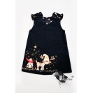 Christmas Gift Handpainted Blue Navy Sundress with Reindeer Plush Toy / Happy Gnom - LIMITED EDITION