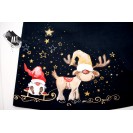 Christmas Gift Handpainted Blue Navy Sundress with Reindeer Plush Toy / Happy Gnom - LIMITED EDITION