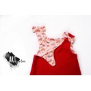 Boiled Wool Sundress for girls, Fire Red with toy sheep