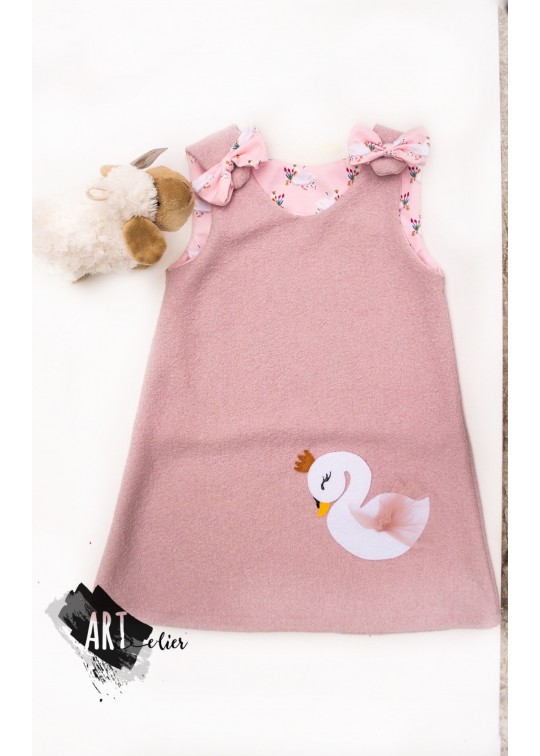 Sarafan copii din lana fiarta roz prafuit - SOLD OUT