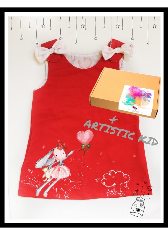 Set sarafan copii, pictat manual balerina + ARTistic KID pictura pe tricou