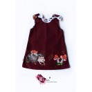 Sarafan-rochita pentru copii, pictat manual, visiniu cu arici - INDISPONIBIL MOMENTAN
