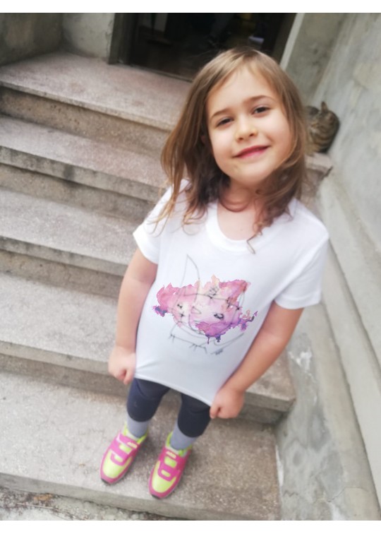 Tricou copii pictat manual - Pisicuta lui Raii