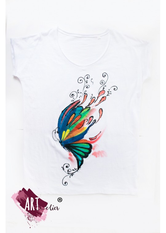 Tricou pictat manual Dream Butterfly