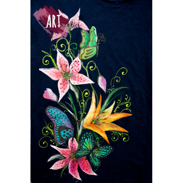 Handpainted T-shirt Flowers Fantasy