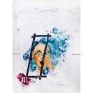 Tricou pictat manual UPcycled ARTistic Glimpse of Curiosity