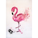Handpainted ARTistic T-shirt Flamingo Joy 