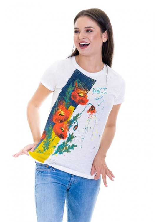 Tricou UPcycled ARTistic Splashy Poppies