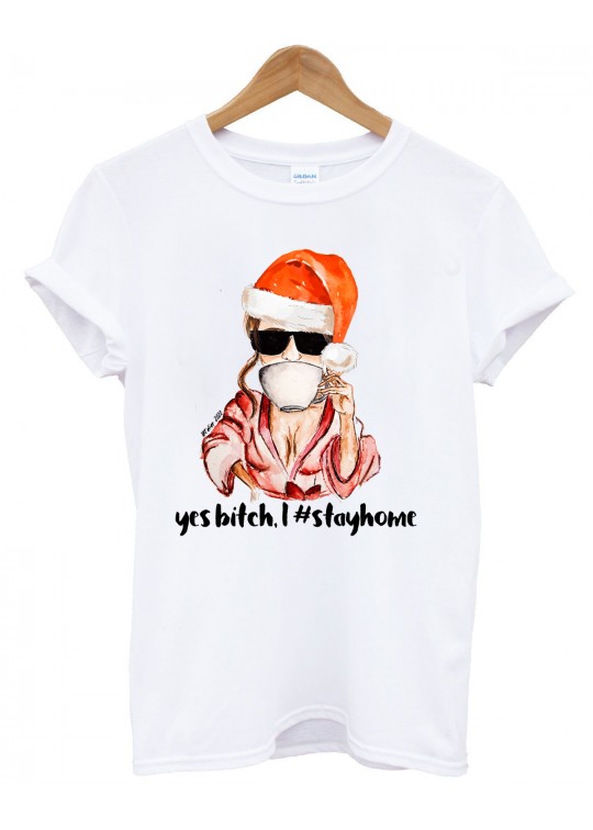 Tricou Femei Staiacasa de Craciun, bea ceai si relaxeaza-te