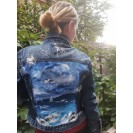 Upcycled Denim Jacket Handpainted - The Sea 
