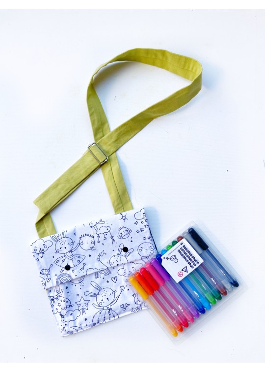 Gentuta copii, din bumbac, de colorat cu carioci lavabile