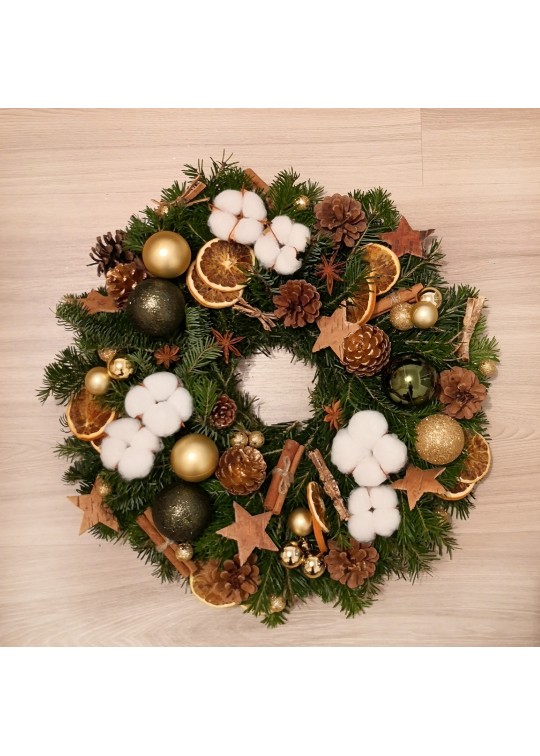 Decoratiuni Craciun Coronita de Craciun din brad natural "Frunza verde de malin"