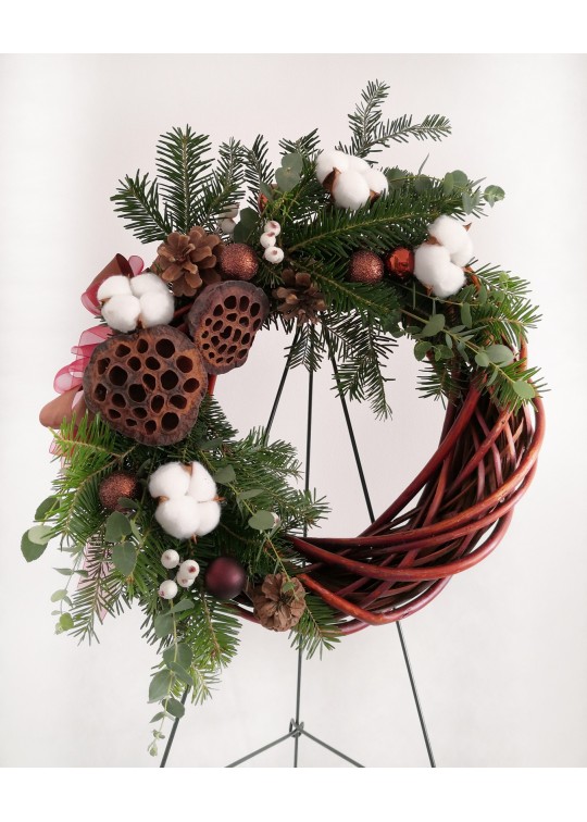 Decoratiuni Craciun Coronita de Craciun din brad natural "Flori de lotus"