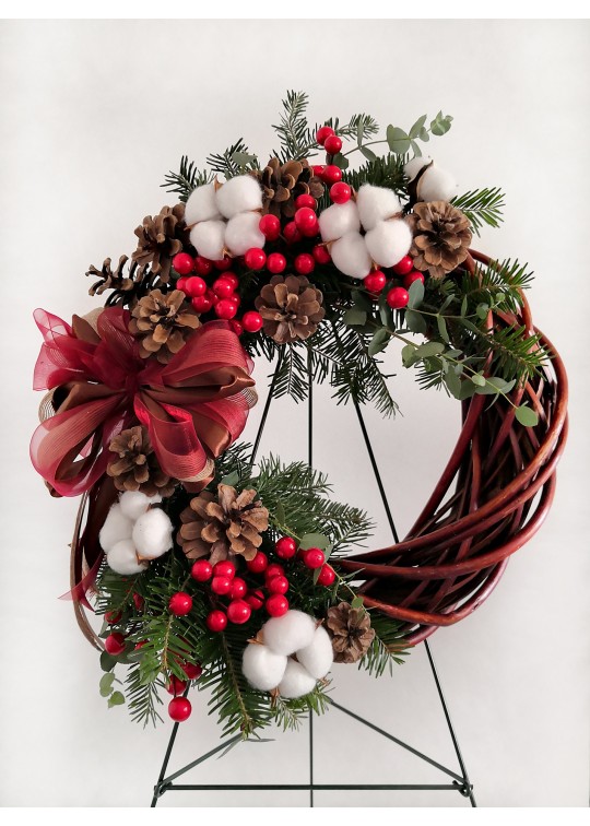 Decoratiuni Craciun Coronita de Craciun din brad natural "Impletita"