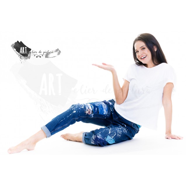 UPcycled ARTistic Jeans Black Sea Fantasy