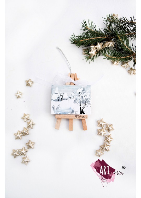 Decoratiune de Craciun, minisevalet, pictat manual - Silver Christmas 