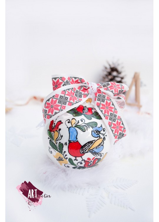 Glob de sticla, pictat manual "Traditional floral" - color