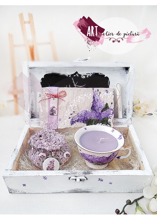 Cutia-cadou, din lemn "Iti multumesc 4" liliac Cutia-cadou, din lemn "Iti multumesc 4" liliac
