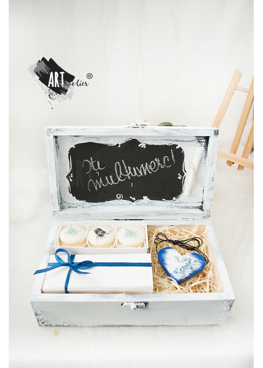 Cutia - cadou, Gift box, din lemn "Iti multumesc" - Nu ma uita